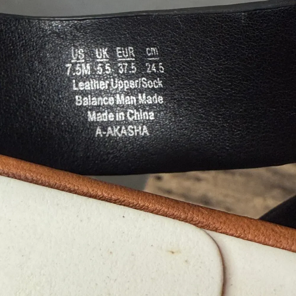 SARTO Franco Sarto Akasha Black Leather Crossband Ankle Sandal Size 7.5